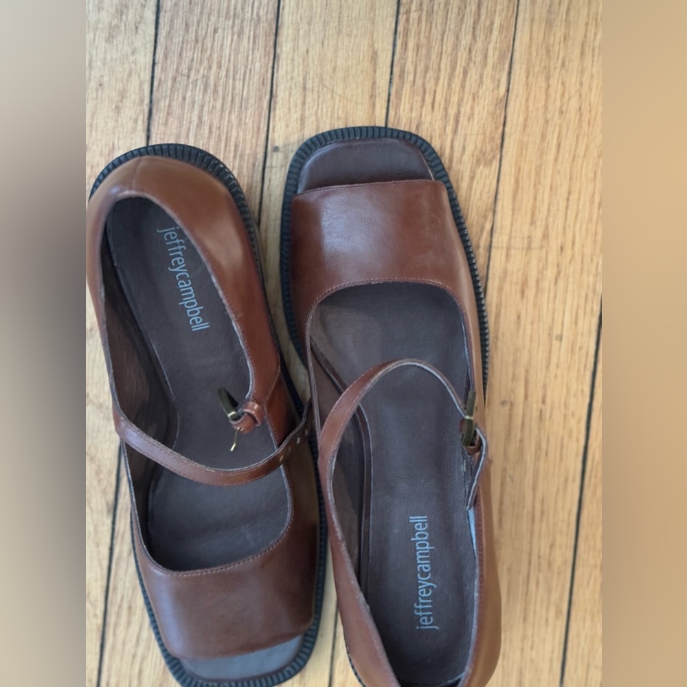 Jeffrey Campbell chestnut brown peep toe